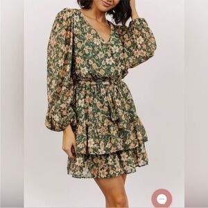 Baltic Born Green Floral Long Sleeve Dress